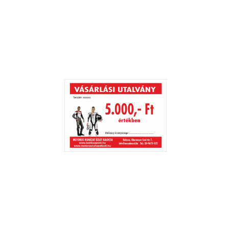 Ajándékutalvány 5.000,- Ft értékben